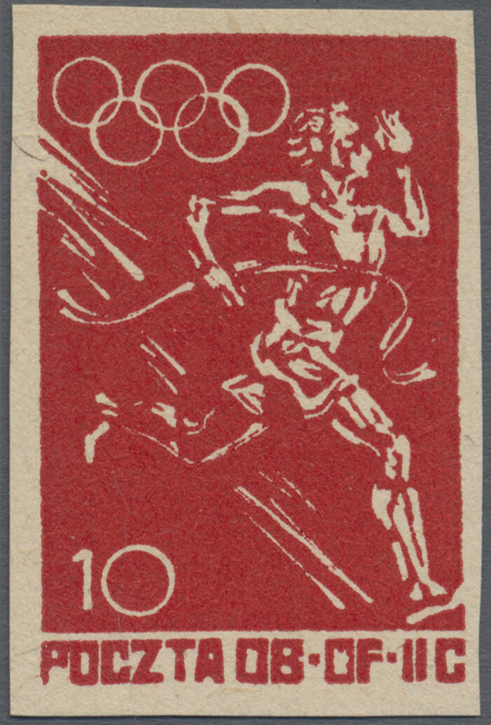 1944 Three unused Olymic stamps from the Woldenberg Camp (Polen), one ...