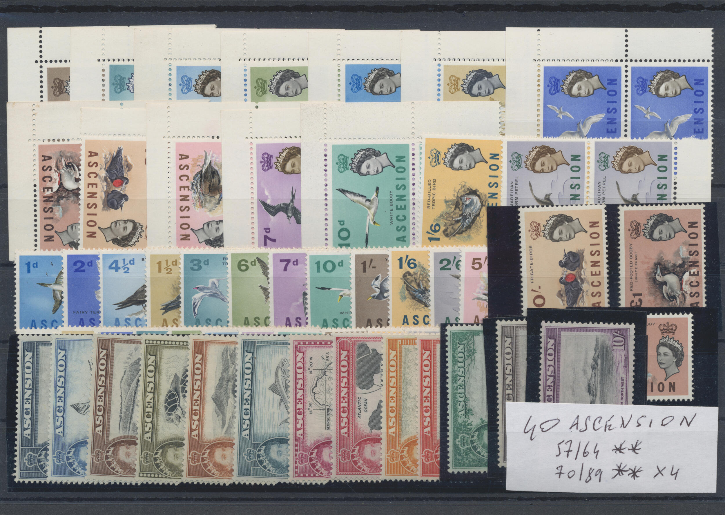 1956/1963, QEII, around 60 stamps in mnh sets. (T)