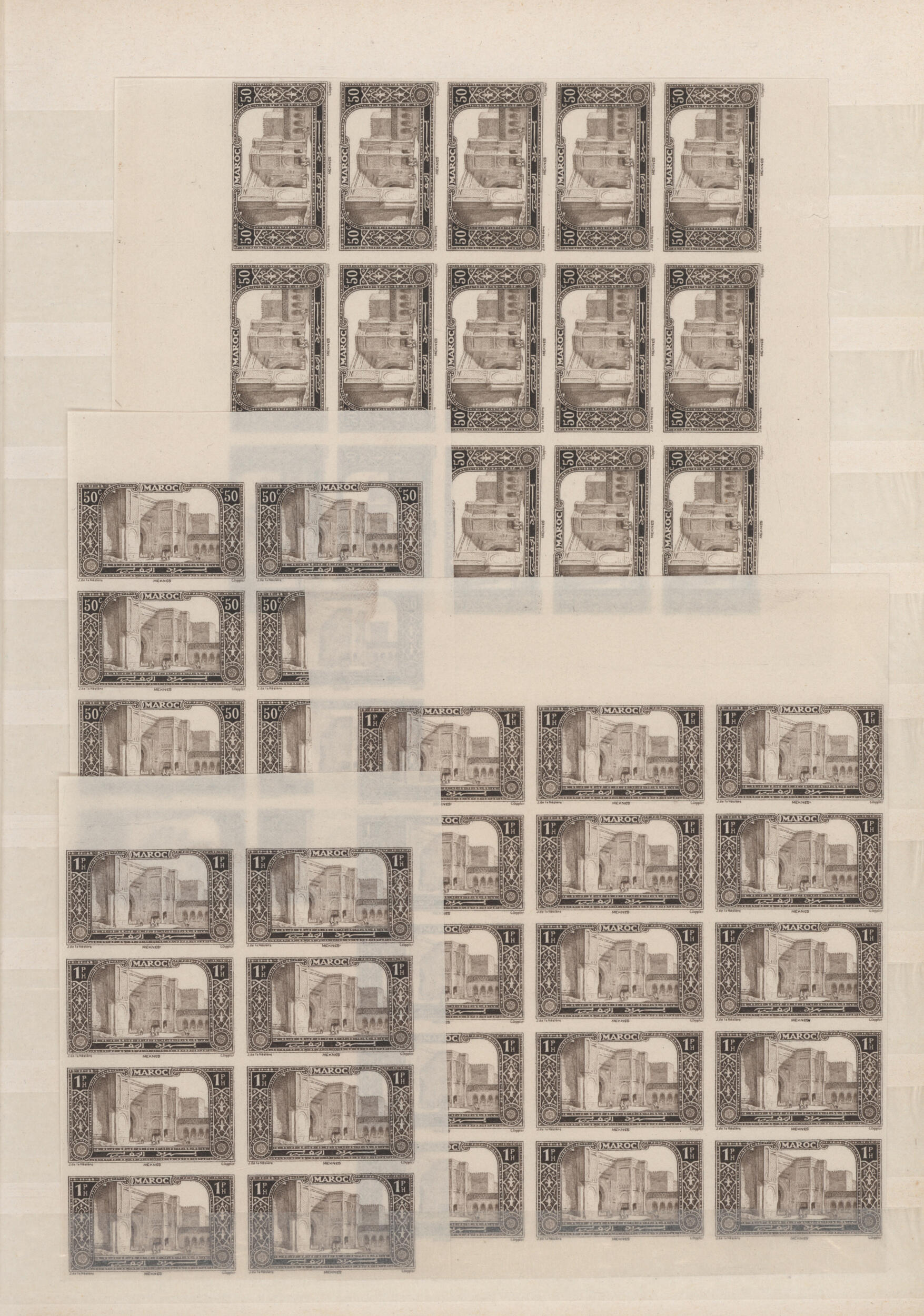 1917/1958, balance of 514 imperforate stamps within multiples, ...