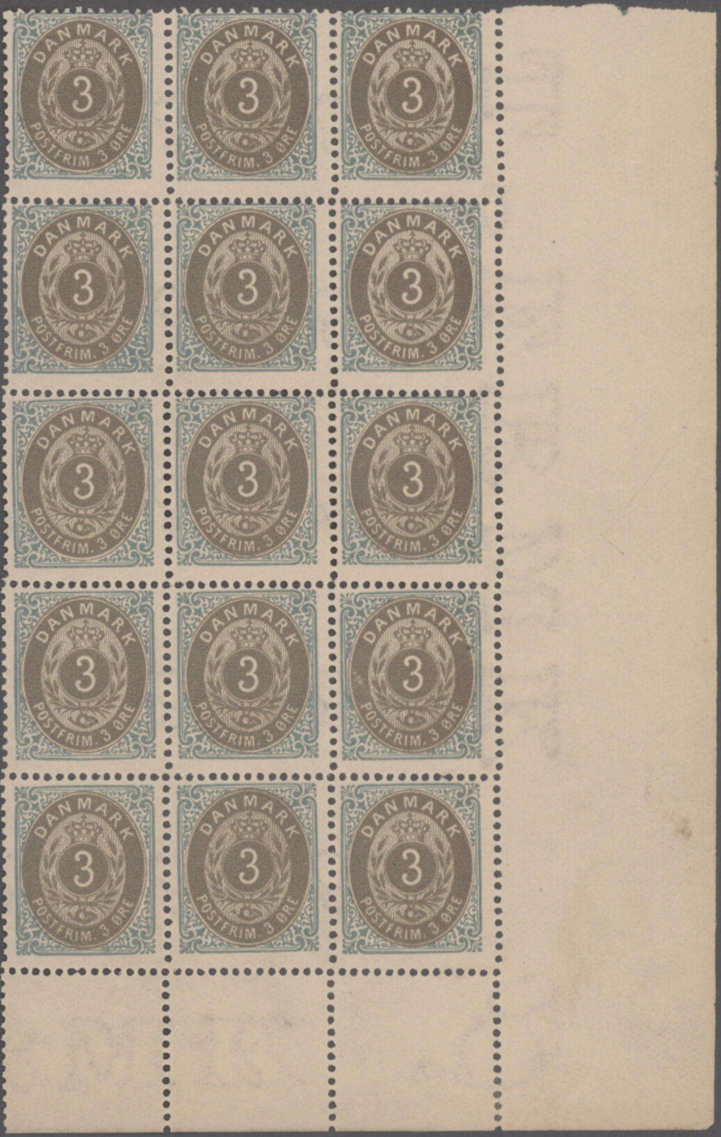 1875, Cypher 3ö. light blue/grey, wm 1Y Large Crown, inverted frame, ...