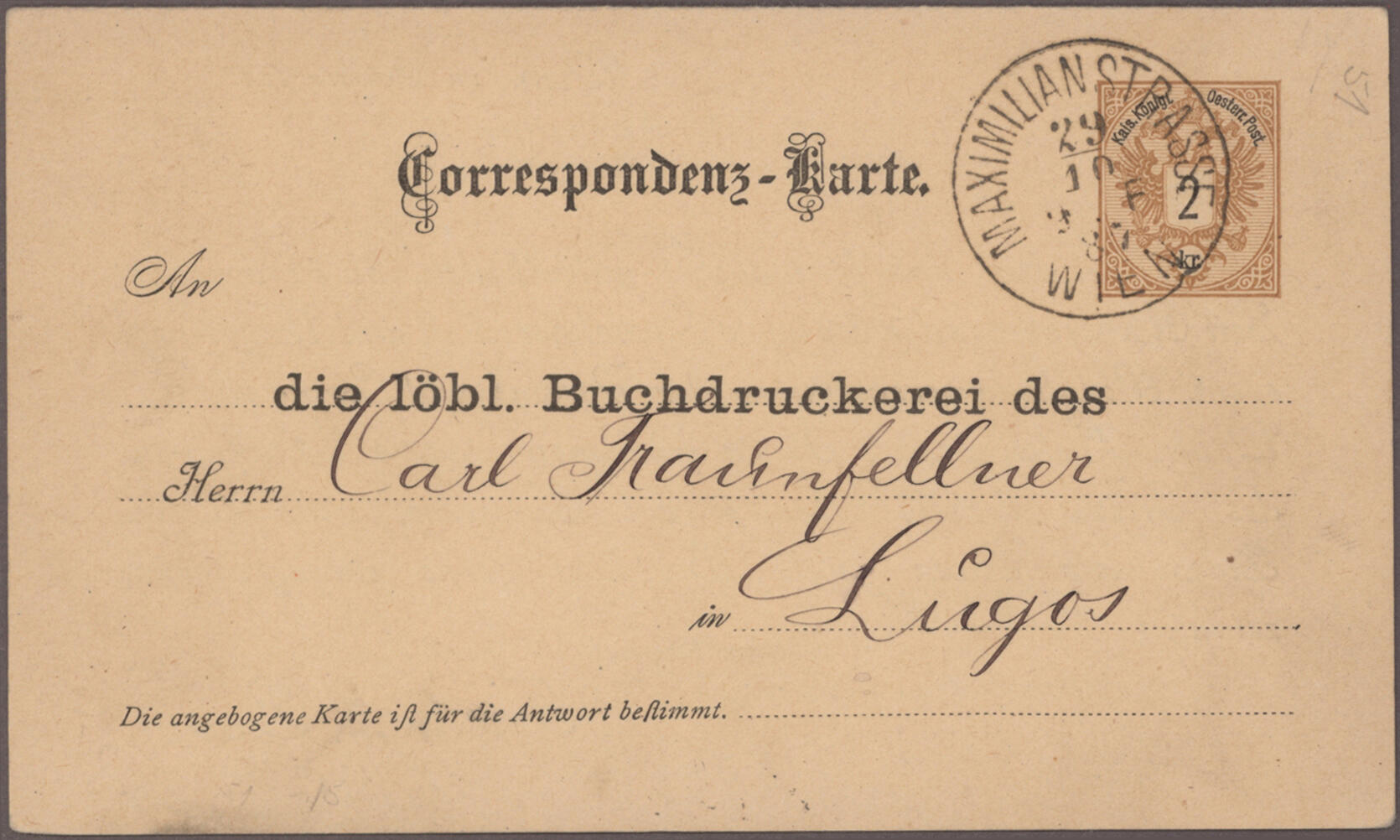 1887/1935, Lot von sieben gebrauchten Doppelkarten: zweimal P52 ...