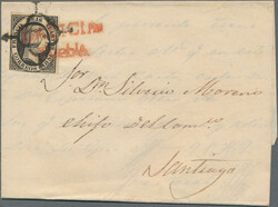 1850, 6 Cs. schwarz, Lot von 1 Briefstück mit Tax-Stempel sowie 11 ...