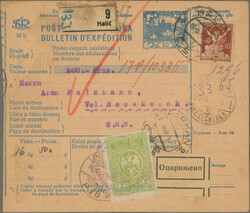 1925, Parcel Depatch Form Hradacany 10h. blue, lot of 14 used pieces ...
