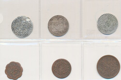 3 Silber Tangas und 3 Kupfermünzen, 1. Hälfte des 20. Jhd, s-ss (T)