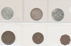 3 Silber Tangas und 3 Kupfermünzen, 1. Hälfte des 20. Jhd, s-ss (T)