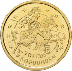 Elizabeth II. 1952-2022: 4 x 70 ECUS / 50 Pounds 1991 (2x), 1992 und ...