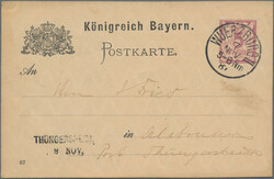 1887/1888, Lot von neun Ganzsachenkarten Wappen 5 Pfg. lila aus einer ...
