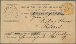 1878/1894, Lot von sieben gebrauchten Postanweisungsumschlägen mit ...