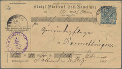 1893/1894, Lot von vier gebrauchten Postanweisungsumschlägen mit ...