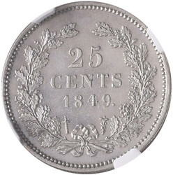 Wilhelm II. 1840-1849: 25 Cents 1849, Utrecht. KM# 76, Schulman 533 a ...