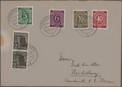 1946/1948, Ziffern- und Arbeiterserie, Partie von elf Briefen mit ...