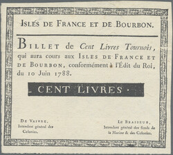 100 Livres 10.6.1788, probably counterfeit, P. 10, 2 pinholes, VF