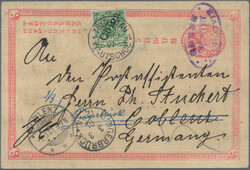 1901, Imperial Chinese Post postal stationery card 1 c rose w/ ...