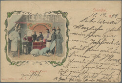 1898, card ICP 1 C. red uprated coiling dragons 1 C., 2 C. canc. ...