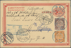 1900, reply part 1 C. red uprated coiling dragon 1 C., 2 C. canc. ...