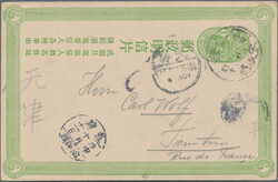 1907, card 1 C. light green canc. boxed dater "Chihli Anlingchin" via ...