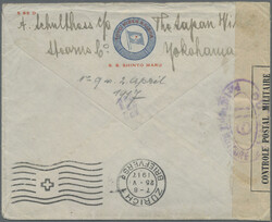 France, 1917, 10 C./25 Cts tied "SHANGHAI 4-4 17" to cover to ...