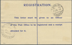 1935 Postal stationery registered envelopes 15c. ultramarine in size ...