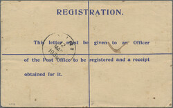1935 Two postal stationery registered envelopes 15c. ultramarine in ...