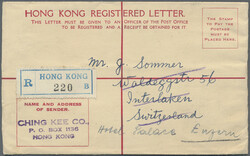 1940 (ca.), registration envelope KGVI 25 C. size G with on reverse ...