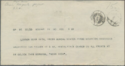 1918, WW1 Indian Field Post Telegram, INDIAN TELEGRAPHS form dated ...