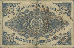 2500 Reis 16.2.1893, P. 74, heavy stains and tears, VG