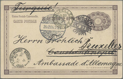 1906, Japan stationery card 4 S. "Tokio 17.11.06" to German Embassy ...