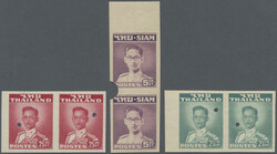1947/1951 'King Bhumibol' definitives: Three imperf proof pairs with ...