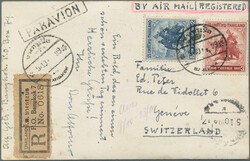 1955 Picture postcard used registered from Bangkok to Geneva, ...