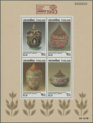 1993 'Bangkok Stamp Exh.' souvenir sheet as PROOF with serial number ...