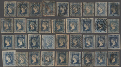 1854-55 Collection of about 120 used stamps of lithographed ½a. blue ...