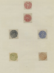 1866-1894 An old collection of about 50 early circular stamps ...