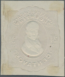 1878 ca., ENVELOPES: 24 C 'Rivadavia" embossed cut square DIE PROOF ...