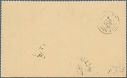 1904, 4 C red 'liberty head' letter-card, uprated with 2 C slate, ...