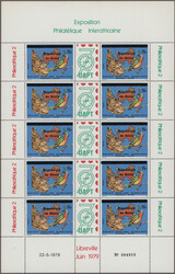 1997 15f. and 35f. on 50f. each in complete gutter sheet of 10, mint ...