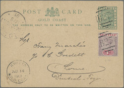 1901, Postal card QV ½d. green uprated by 1d. dull mauve/rose, used ...