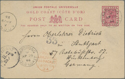 1896, Postal card QV 1d. carmine commercially used with comprehensive ...