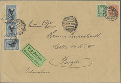 1926/1927, two covers from "HAMBURG 28.8.26" resp. "9.7.27" to Bogota ...