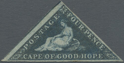 1853 4d. deep blue on slightly blued paper, unused with hinge marks ...