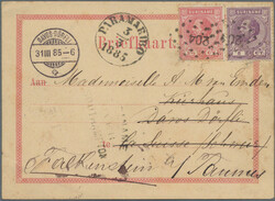 1885, Willem 2½c. rose (corner fault) and 5c. violet with clear ...