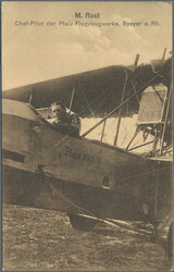 1914, Ansichtskarte "M.Rast / Chef der Pfalz-Flugzeugwerke, Speyer a ...