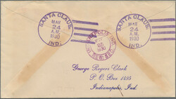 1930, USA, Fancy cancel "SANTA CLAUS 24 MAR 1930" on registered cover ...
