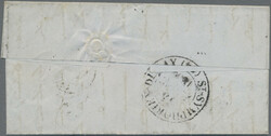 1850, Ceres 25 C blue, full margins, tied by grill cancel, single ...