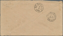 1883, Sage 25c. bistre on yellow (missing perf at top), single ...