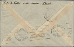1936 'Centenary of Transatlantic mail' 10fr. deep green used on cover ...