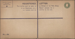 1923, Registered envelope KGV 5d. olive-green, large size 292:153 mm, ...
