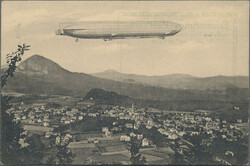 1913, 5 Heller Sonderganzsache zur Landung des Zeppelins "Sachsen" in ...