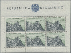 1958 500l. "Veduta", miniature sheet of six, mint never hinged, fresh ...