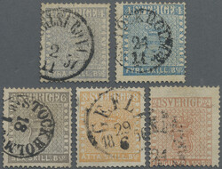 1855-58 First issue 4sk. blue (2), 6sk. grey, 8sk. orange and 24sk. ...