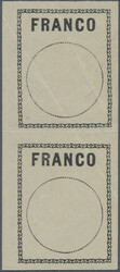 1911 FRANCO-Zettel mit 6 Perforationsstegen im senkrechten Paar, ...